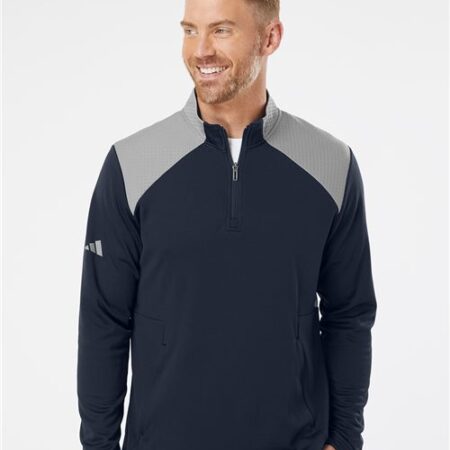 Men's Textured Mixed Media Quarter-Zip Pullover