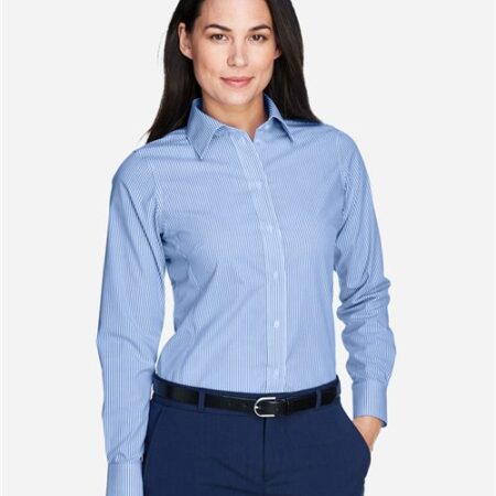 Women's Crown Collection® Banker Stripe Woven Dress Shirt