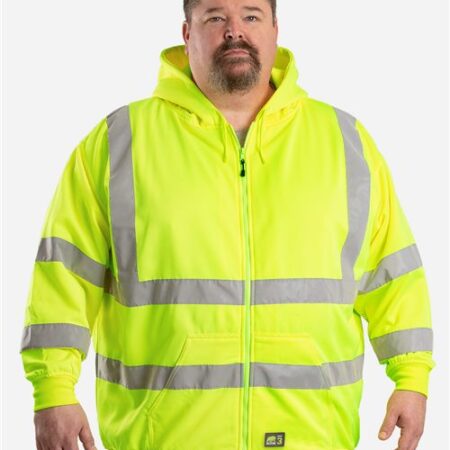 Men's Tall Hi-Vis Class 3 Lined Full-Zip Hooded Sweatshirt