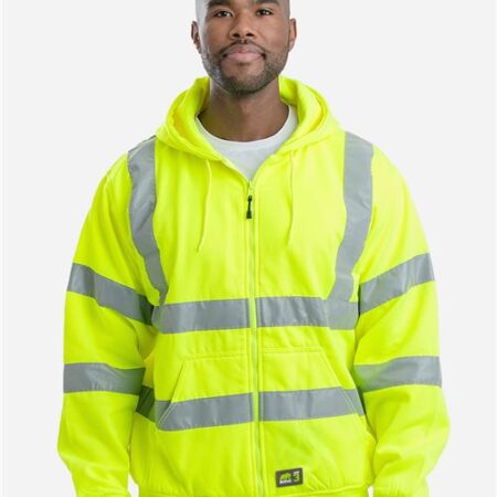 Men's Berne Hi-Vis Class 3 Lined Hooded Sweatshirt