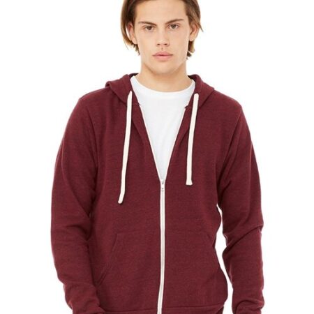 Unisex Triblend Sponge Fleece Full-Zip Hoodie Sweatshirt