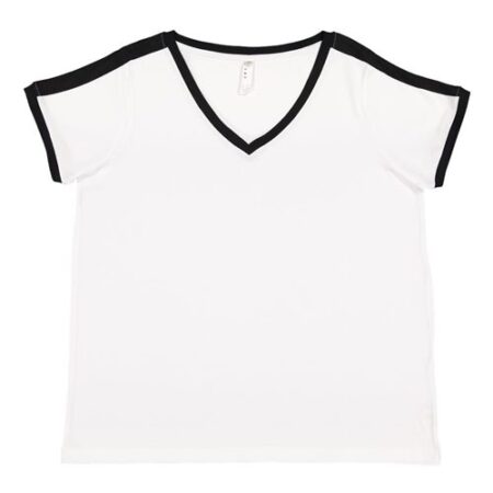 Women's Curvy Retro Ringer Premium Jersey V-Neck Tee