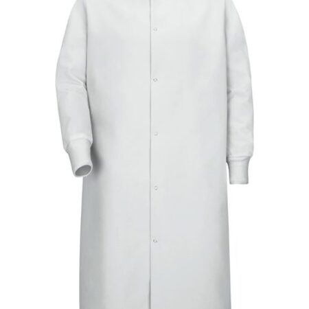 Unisex Gripper-Front Pocketless Butcher Coat With Knit Cuffs