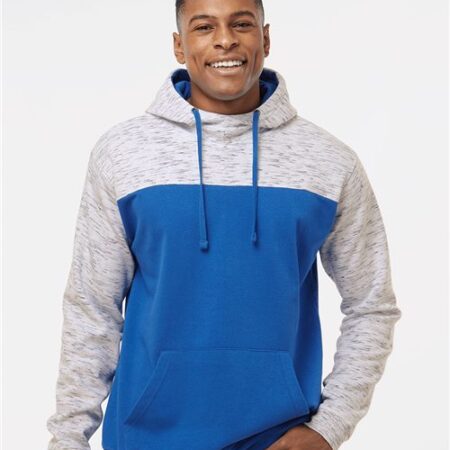 Men's Mélange Fleece Colorblocked Hooded Sweatshirt